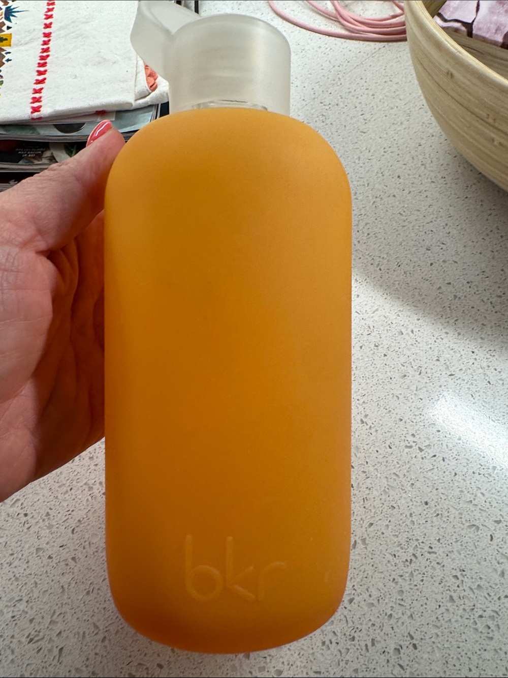 bkr Matte Orange Water Bottle with Frosted Cap
